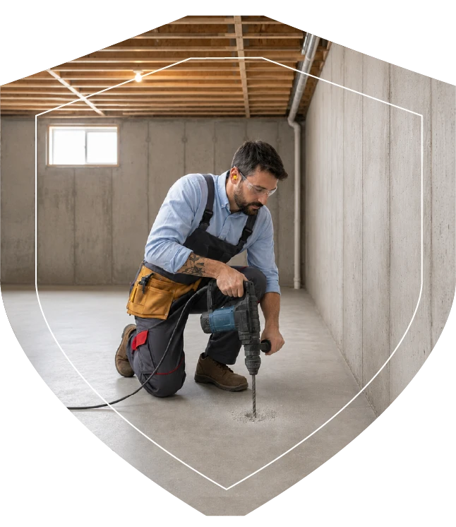 RadonPatrol technician preparing a radon mitigation system
